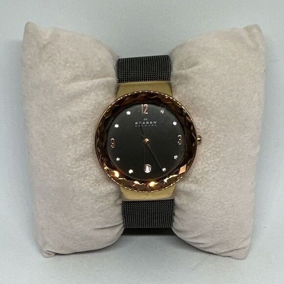 Skagen SKW2120 Womens Stainless Steel Mesh Analog Black Dial Quartz Watch HME442 - Picture 2 of 11